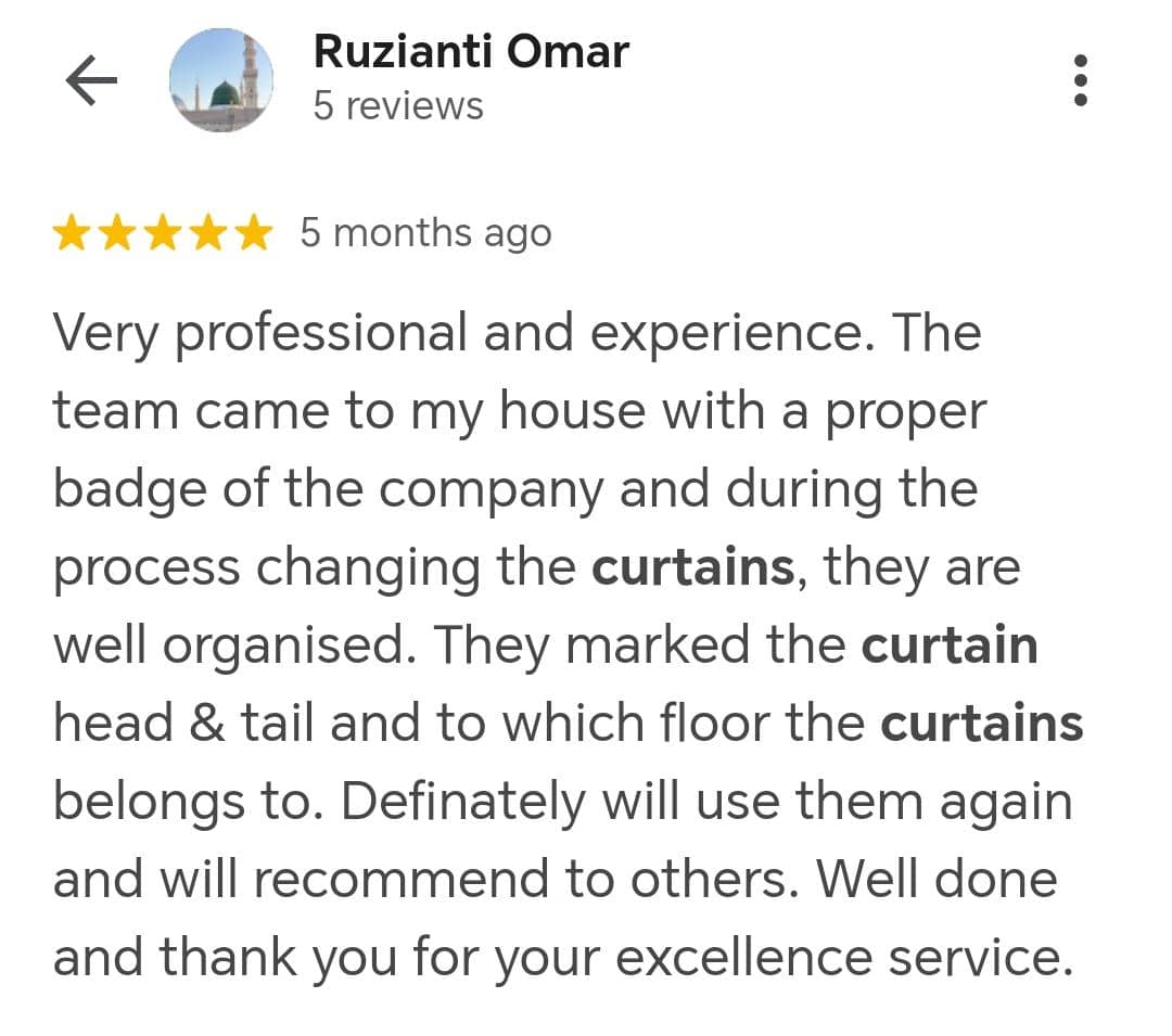 Curtain Cleaning Services Semenyih Reviews